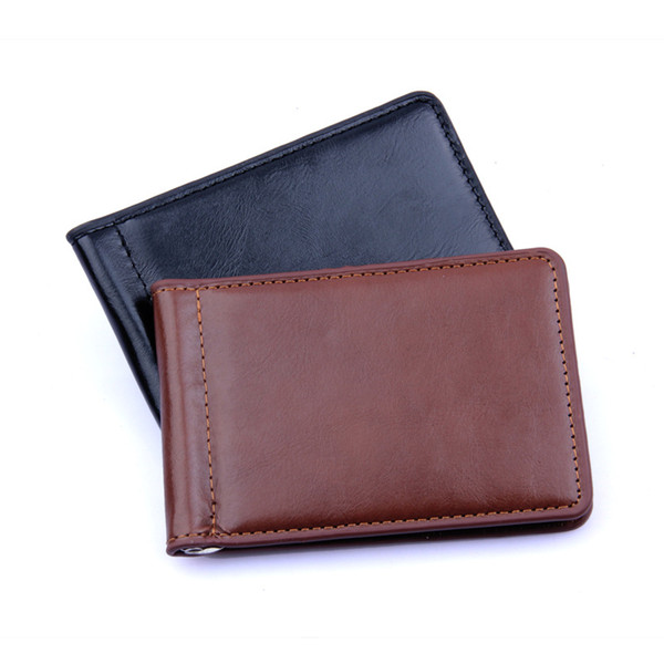 2018 Fashion Solid Pu Leather Men Money Clip Wallet Male Coin Zipper Purses with Designer Cash Holder Card Cases Billfold Bag