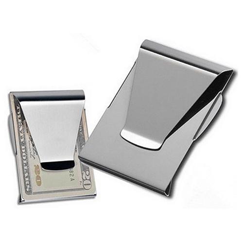 1Pc Stainless Steel ID Card Folder Double Sided Wallet Holder Slim Money Clip