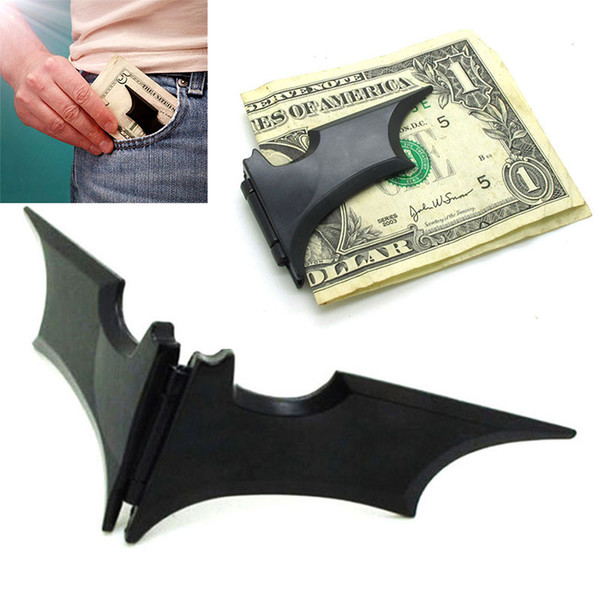 Newest DIY Blank Money Clip Black Bat Stainless Steel Metal Money Clip Credit Card Holder Batman Alloy Metal Magnetic Wallet WX-W14