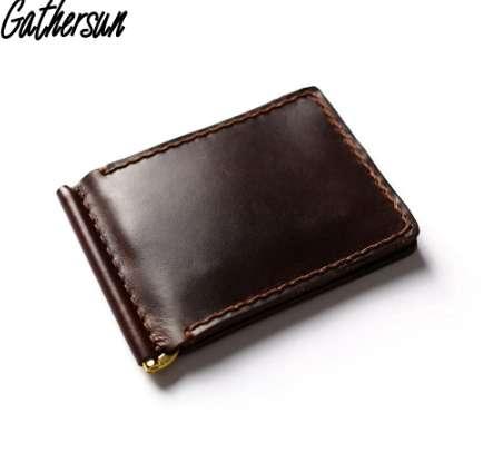 Gathersun Leather Wallet Men Handmade Money Clip Wallet Men Genuine Leather Short Purses and Wallets Leather Purse Men