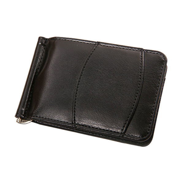 New arrival Brand Slim Men's leather money clip wallet with card slots metal cash clamp portable purse for male