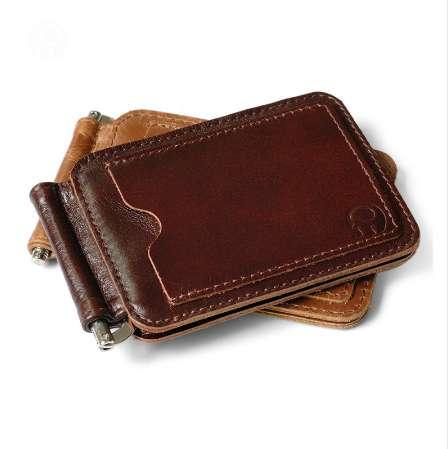 retro brown genuine leather men money clips multifunctional dollar money holder designer new mens money clip