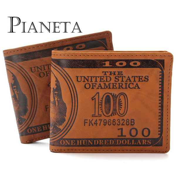 Pianeta men Wallet short dollar print Wallets PU Leather Clutch money purse men bags high quality  holder 2018