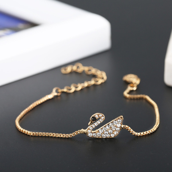 New design Lovely Swan Crystal Charm Bracelets Korean new diamond jewelry fine natural high quality free shipping