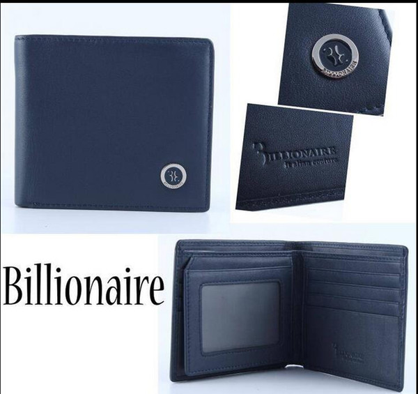 purse cowhide 2018 new leather business fashion printing British horizontal style money clip fashion blue02