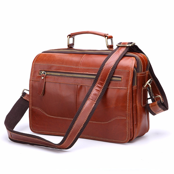 single shoulder, satchel, casual leather men's briefcase.