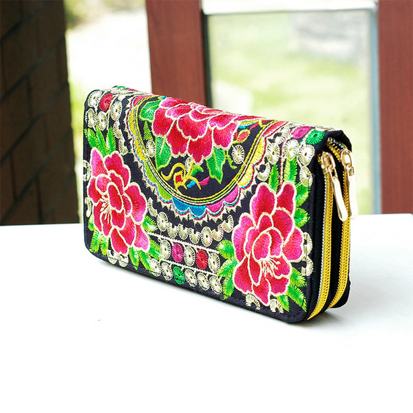 Milk bear chinese style fashion Yunnan national wind trend embroidery clutch bag Small wallet