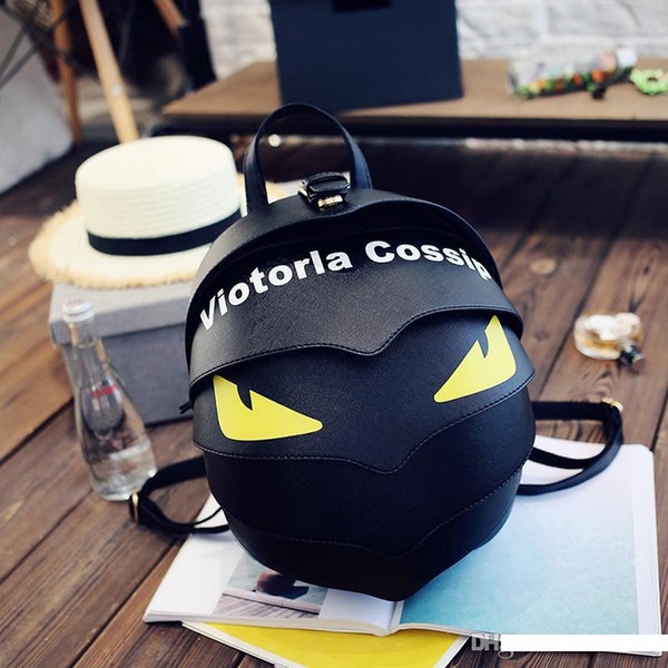 2019 New Cute Panelled Yellow Eyes Backpack Funny Mini Cartoon Shoulders Bag Schoolbag Girls Street Style Vogue Backpacks