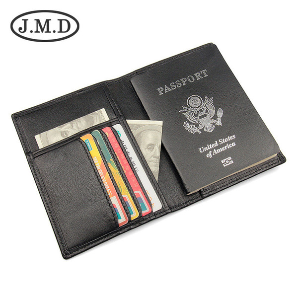 J.M.D Travel Passport Bag Leather Document Bag Passport Clip Document Package Ticket Clip RFID Money Clips 8190