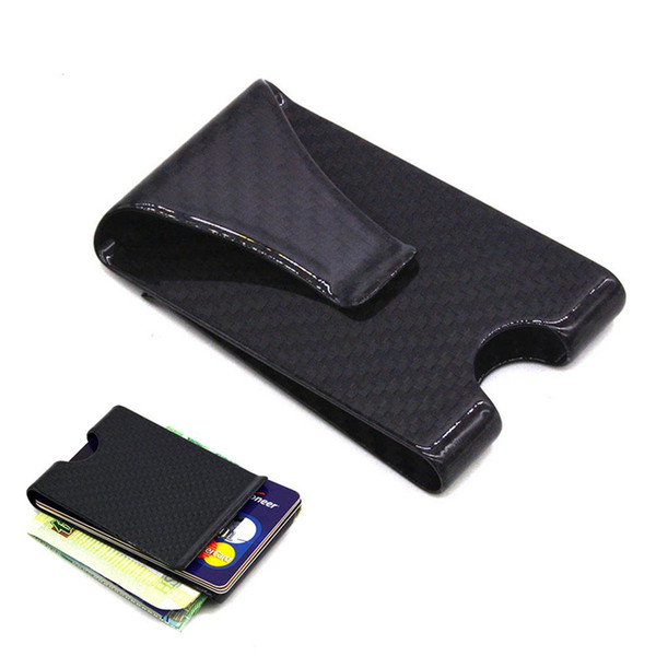 Men Money Clip Simple Slim Wallet Carbon Fiber Front Pocket Purse RFID Blocking Credit Holder Best Sale-WT