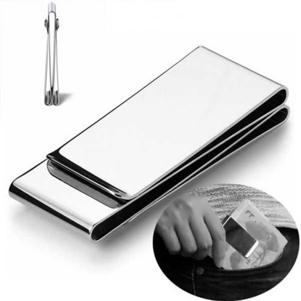 ISKYBOB Stainless Steel Slim Double Sided Men Women Money Clip Wallet Metal Money Holder Bill Steel Clip Clamp