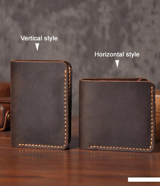 2017 Handmade Vintage Crazy Horse Genuine Leather Wallet Men Wallet Leather Men Purse Clutch Bag Male Purse Money Clips Money Bag