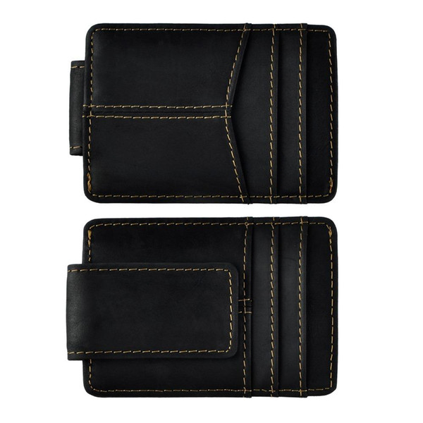 Male Quality Leather Designer Fashion Travel Slim Wallet Front Pocket Magnetic Money Clip Mini Card Case Purse For Men 1017b