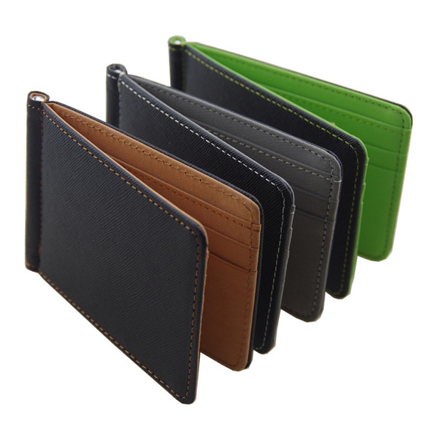 2019 New Men Leather Money Clips Solid Metal ID Credit Card Wallets fPurses Money Holder Clip portafoglio