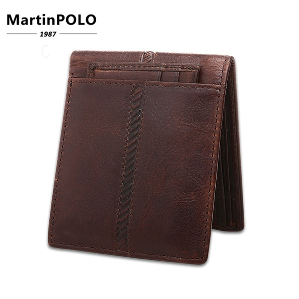 2019 Vintage Crazy Horse Genuine Leather Men Wallet Leather Short Money Clip Casual Small Thin Purse for male Bag 2007