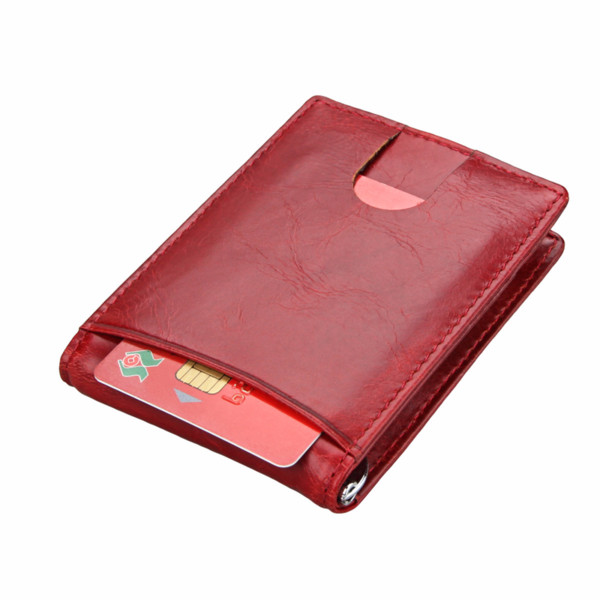 Genuine Leather RFID Money Clip Brand Men Women Bifold Male Purse Billfold Wallet Female Clamp for Money Bills Cilp