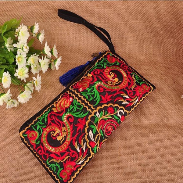 Fashion Vintage Women National Style Clutch Handbags Cotton Embroider Colorful Square Luxury Designer Bag For Outdoor Street 12zy ff