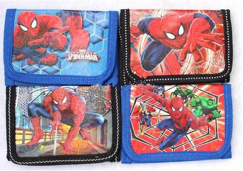 Wholesale 24Pcs Fashion Spiderman Coin Purses Mini Wallets Mix Lots Spiderman Character Children Kid Gifts Free shipping