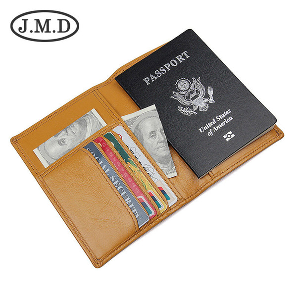 J.M.D Leather Document Baotou Layer Butter Cardboard Bag Passport Package RFID Shielding Money Clips 8190