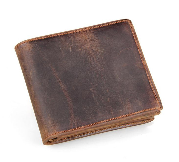 Men Genuine Leather Retro Short Bifold Wallet Cowhide Coin Purse Card Holder Money Clips Slim Vintage Design Purse