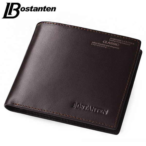 Bostanten Coffee New Sale Vintage Men Vertical Style Cow Leather Men Wallet Men Designer Carteras Money Clip Purse