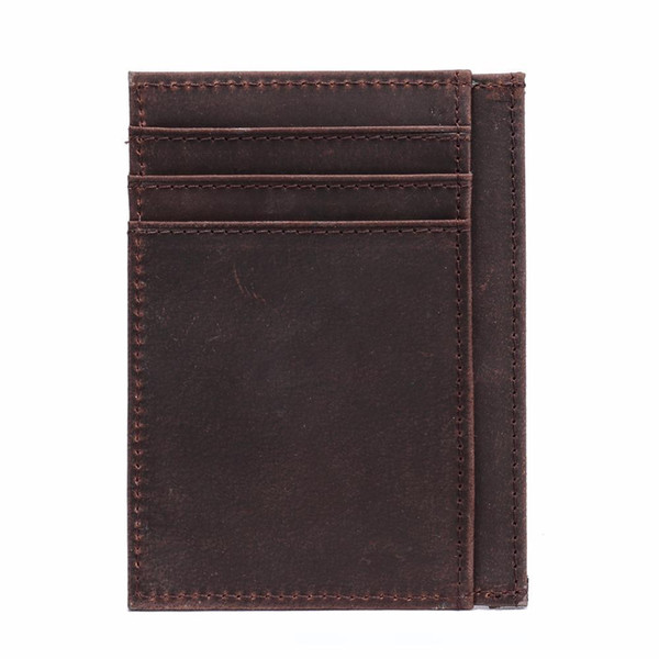 Men Crazy Horse Genuine Leather Ultra Slim Wallet Rfid Blocking Front Pocket Money Clip Thin Minimalist Wallet For Man Mr9009