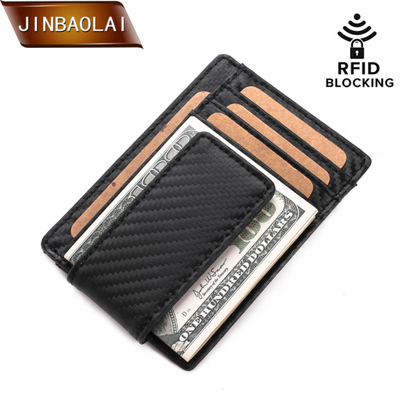 JINBAOLAI Mens Wallet Slim Genuine Leather Magnetic Money Clip Front Pocket Wallet RFID Blocking Strong Magnet thin Wallets