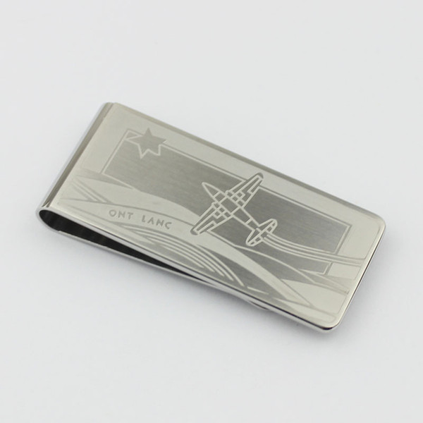 New arrival Fashion stainless steel money clip with air plane and stars pattern cool moneyclips for men and women no have box