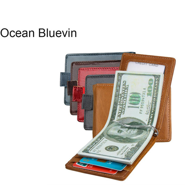 OCEAN BLUEVIN New Leather RFID Dollar Clips Male And Female Retro Card Sets Vintage Wallet Multi-Function Card Package