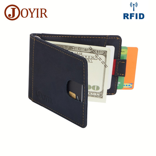 JOYIR Men's RFID Blocking Bifold Money Clips Slim Genuine Leather Thin Wallets for Men Purse ID/ Short Wallet