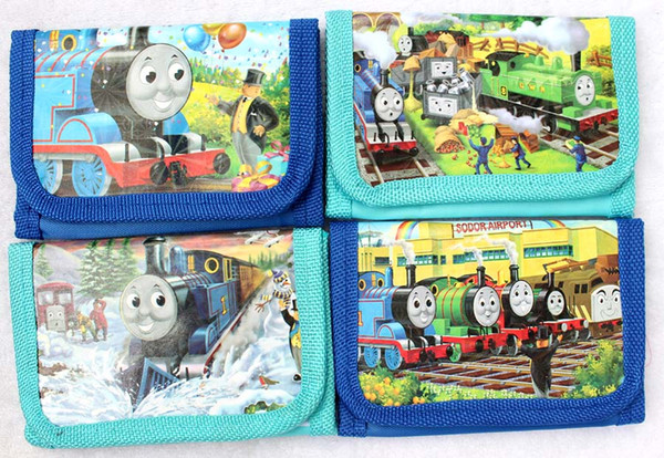 New hit Cartoon Thomas small train logo Children wallet fashion Fold purses bag free shipping