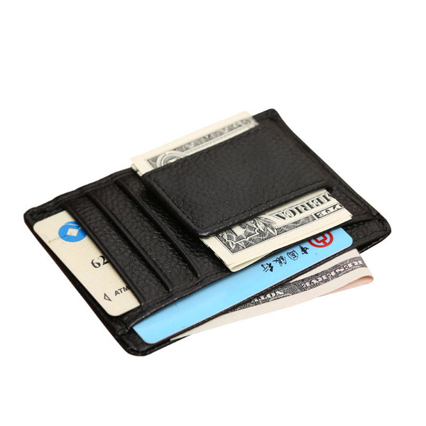 Laamei Men Money Clips Vintage PU Leather Front Pocket Clamp For Money Holder Removable Clip Wallet With Card ID Case