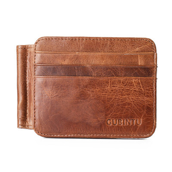 YISHEN Genuine Leather Men Dollar Money Clips Multi-Bits Card Bits Retro Vintage Style Male Small Wallets Purse Card Case C044#