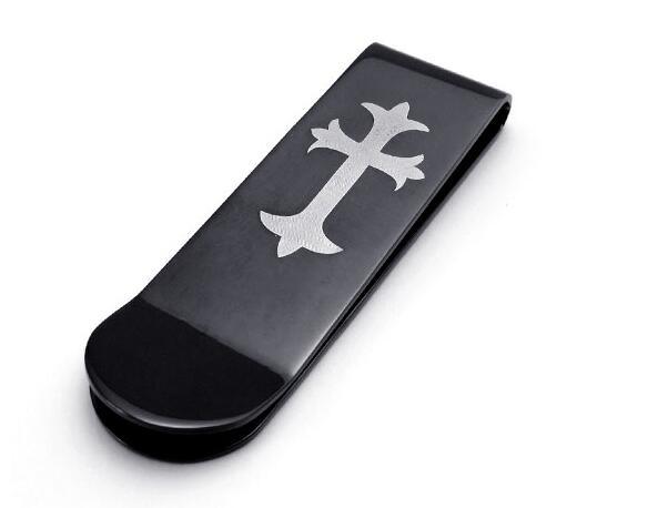 hot new 2 design men't money clip popular Stainless steel cross wallet Black and white Square money clip 53mm*16mm*5mm for men male gift