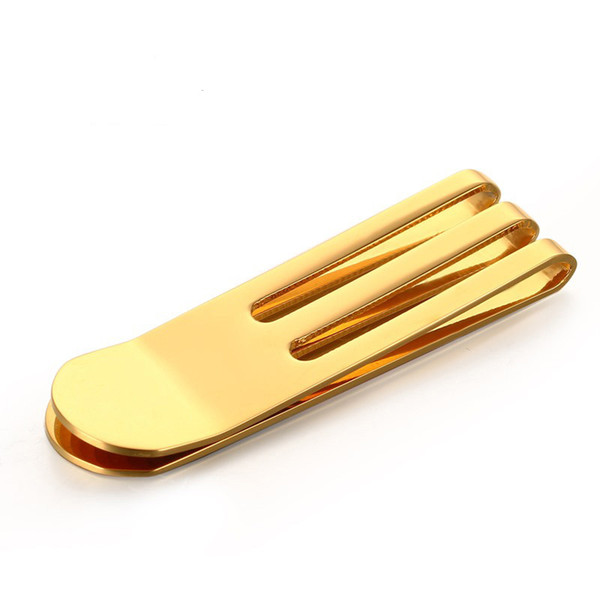 Convenient 15*53mm high polished stainless steel money clip blank with gold plated as gift for men