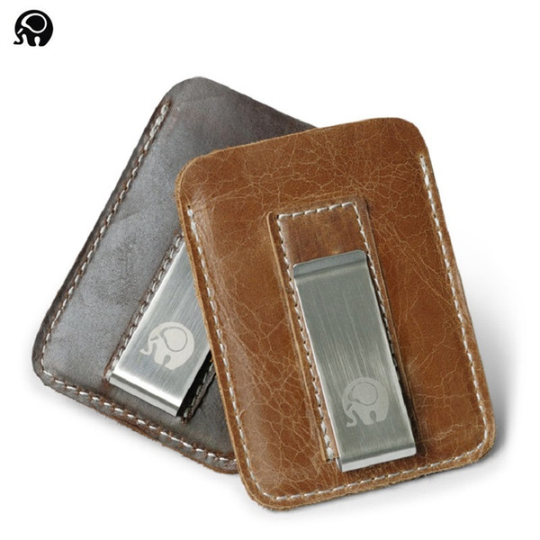 Wholesale Genuine Leather Money Clip Metal Men Card Pack Slim Bills Cash Clips Clamp for Money Thin Billfold Holder Cheap NEW