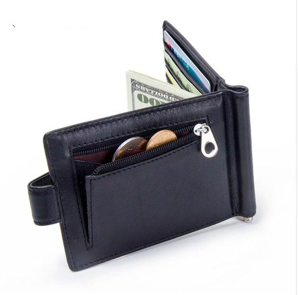 Fashion Genuine Leather Money Clips High Quality Cow Leather Men Wallets Hasp Mini Purses vintage Men Wallet