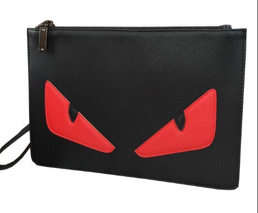 Men and women small monster clutch bag big eyes envelope bag soft leather black large capacity mobile wallet2019