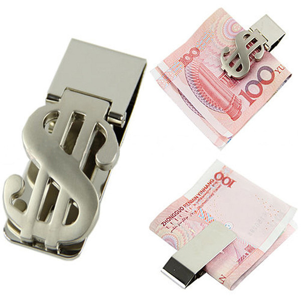 1PC High Quality Stainless Steel Metal Money Clip Fashion Simple Silver Dollar Cash Clamp Holder Wallet for Men Women