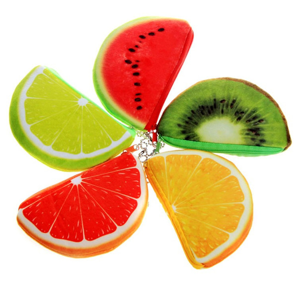 new high-quality semi-circular simulation printing watermelon, orange key bag, wallet wholesale free shipping