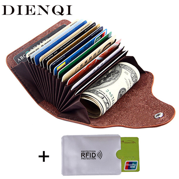 DIENQI retro genuine leather money clips wallet cardholder dollar money holder designer new men bag purse 2018 fermasoldi