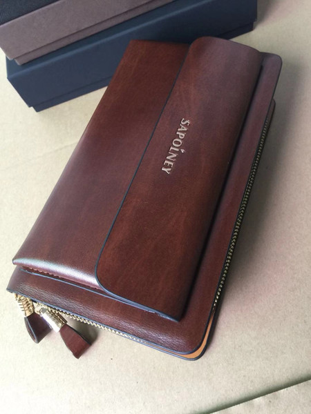 High quality ladies men's original box luxury leather long wallet card holder clutch