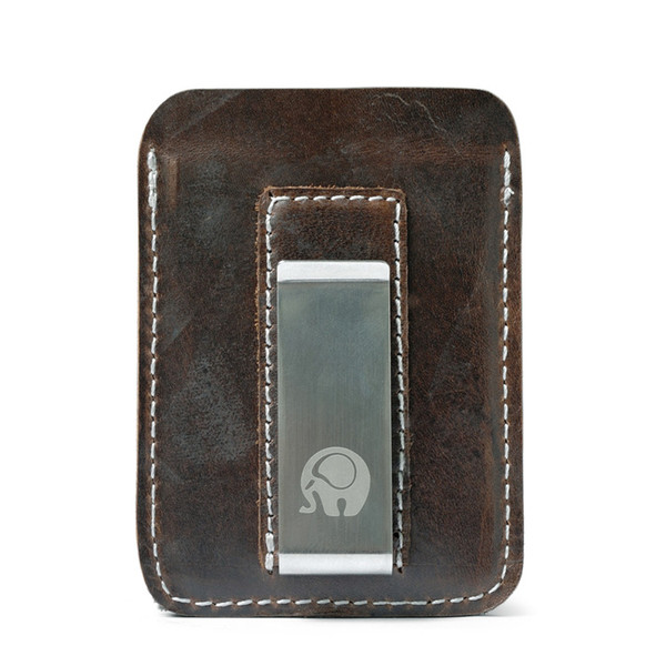 Genuine Leather Money Clip Metal Men Card Pack Slim Bills Cash Clips Clamp for Money Thin Billfold Holder