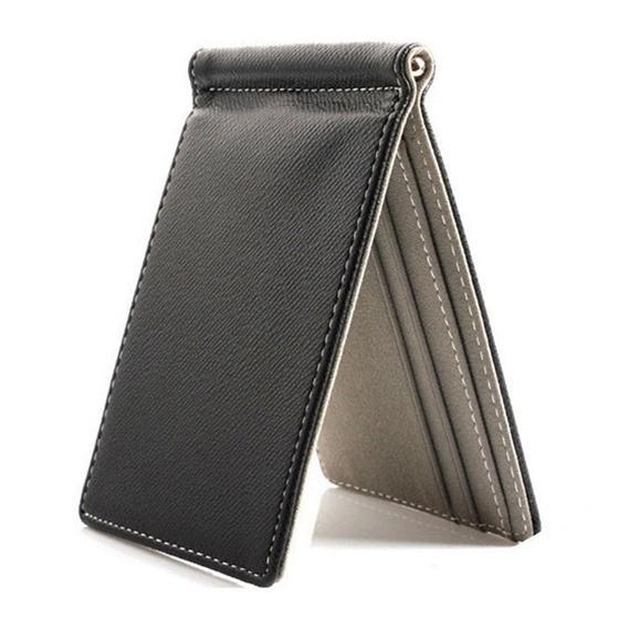 Fashion Boutique Faux Leather Slim Mens  Wallet Money Clip Contract Color Simple Design Burnished Edges Brand New M