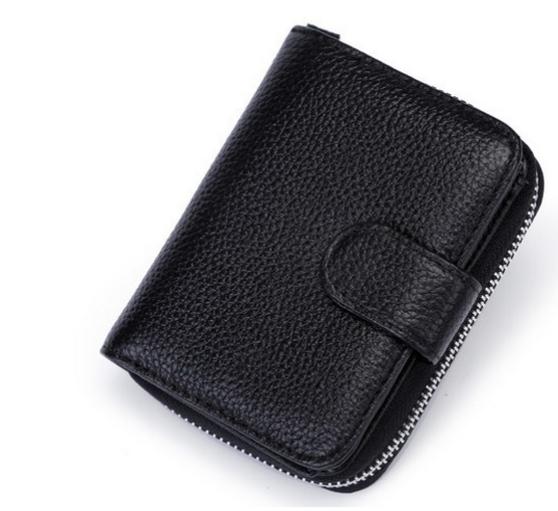 2018 new first layer leather wallet men's short multi-function leather bag ladies multi-card ID card holder key package