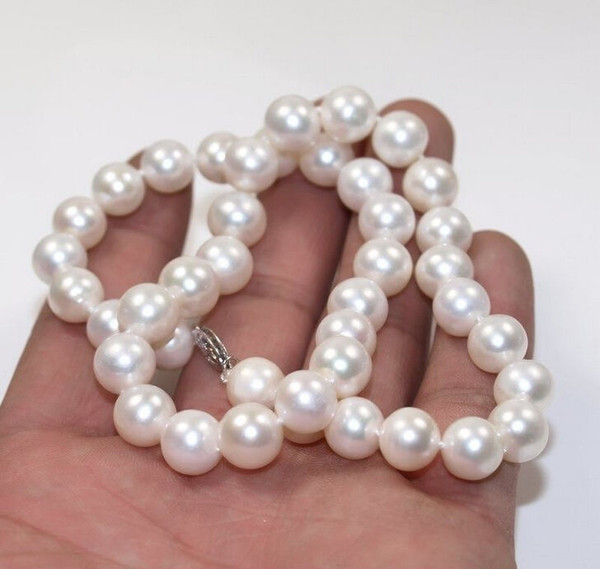 Free Shipping >>>>CHARMING HOT 10-11MM SOUTH SEA GENUINE WHITE PEARL NECKLACE 18