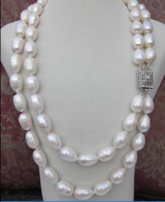 double strands elegant AAA 12-14mm natural south sea white pearl necklace