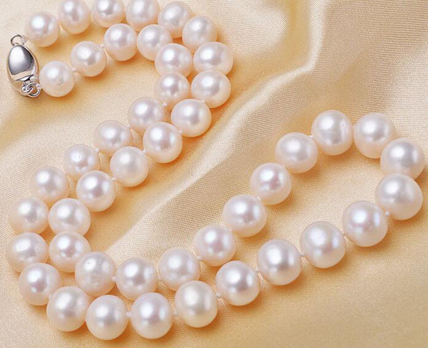 8-9mm Natural White Akoya Cultured Pearl Fashion Jewelry Necklace 18