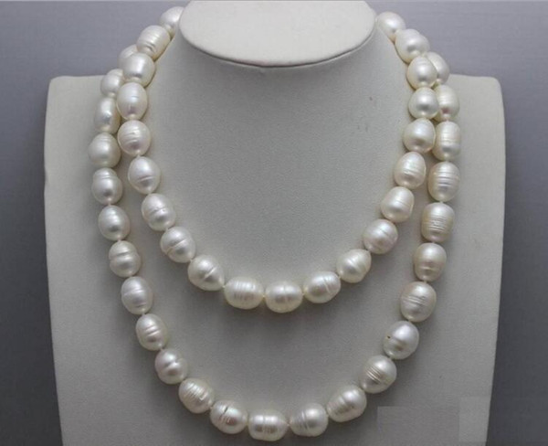 NATURAL AAA 11-12MM AAA WHITE SOUTH SEA BAROQUE PEARL NECKLACE 34