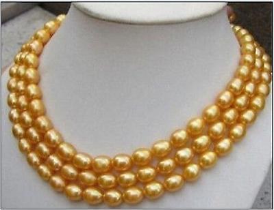 Beautiful AAA+ 11-13mm baroque natural gold pearl necklace 50 inch